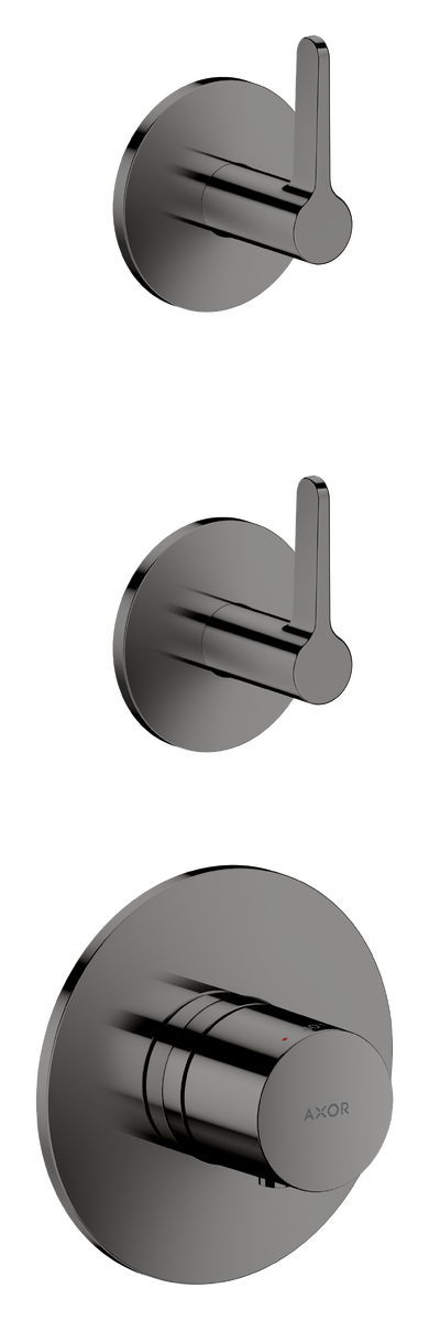 Module thermostatique pour installation encastrée pour 2 systèmes avec poignée à levier