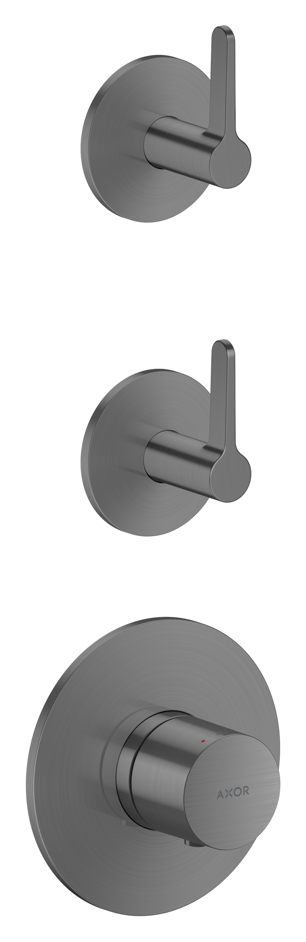 Thermostatic module for concealed installation for 2 functions with lever handle