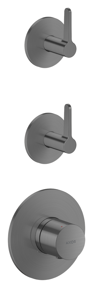 Module thermostatique pour installation encastrée pour 2 systèmes avec poignée à levier