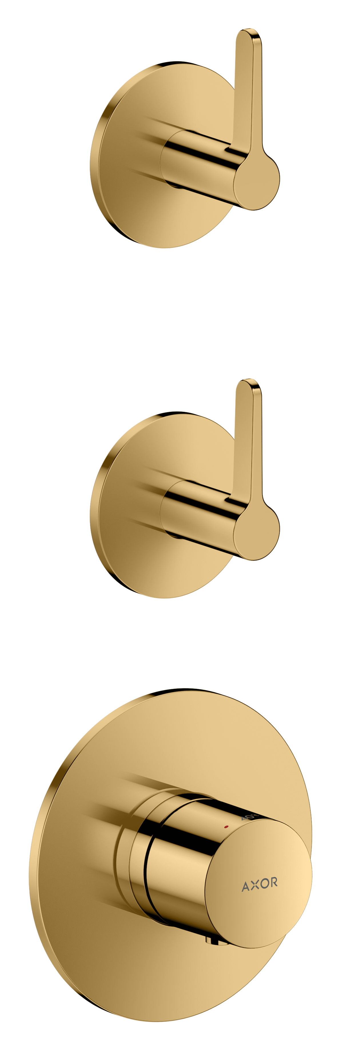 Thermostatic module for concealed installation for 2 functions with lever handle