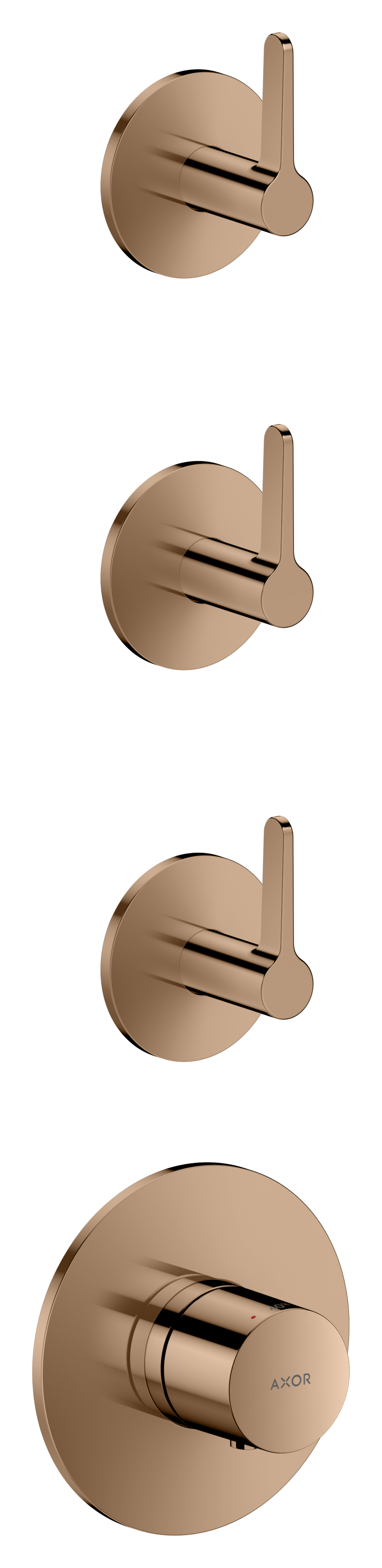 Thermostatic module for concealed installation for 3 functions with lever handle