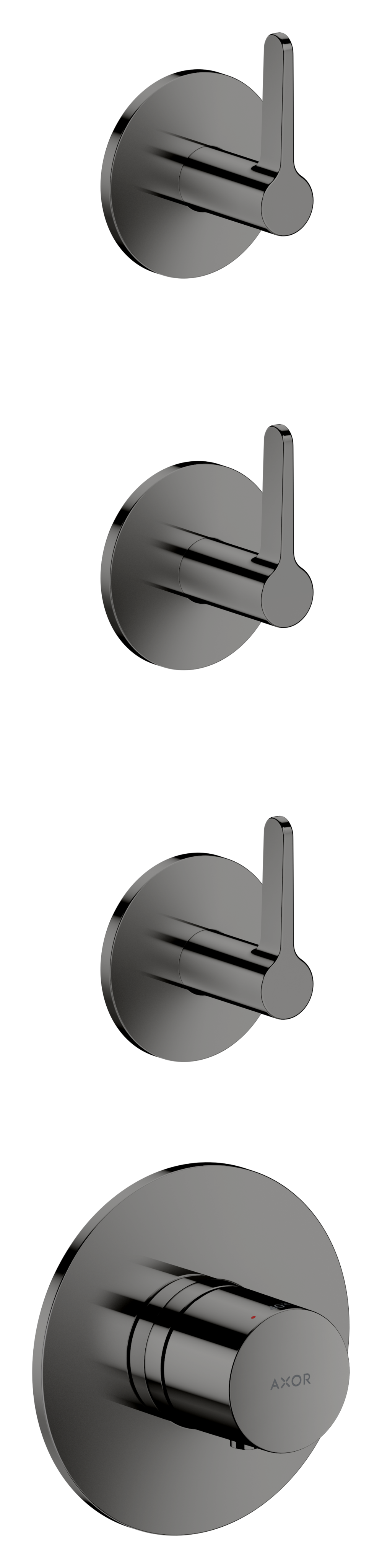 Thermostatic module for concealed installation for 3 functions with lever handle