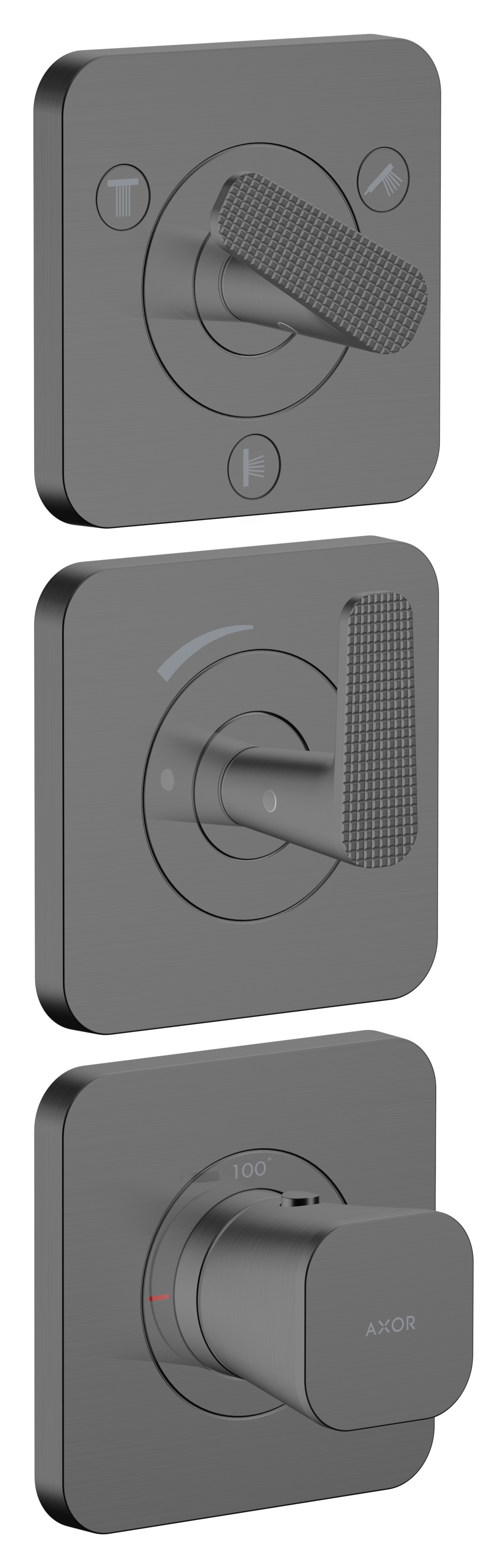 Thermostatic Module Trim 15" x 5" for 3 Functions- Cubic Cut