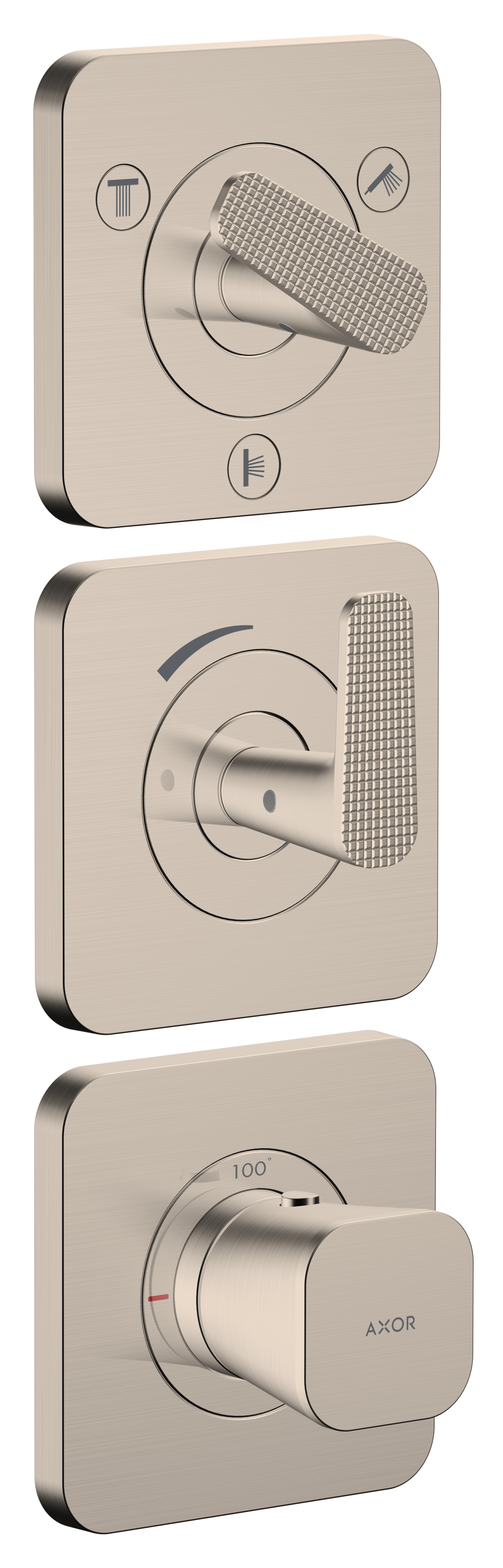 Thermostatic Module Trim 15" x 5" for 3 Functions- Cubic Cut