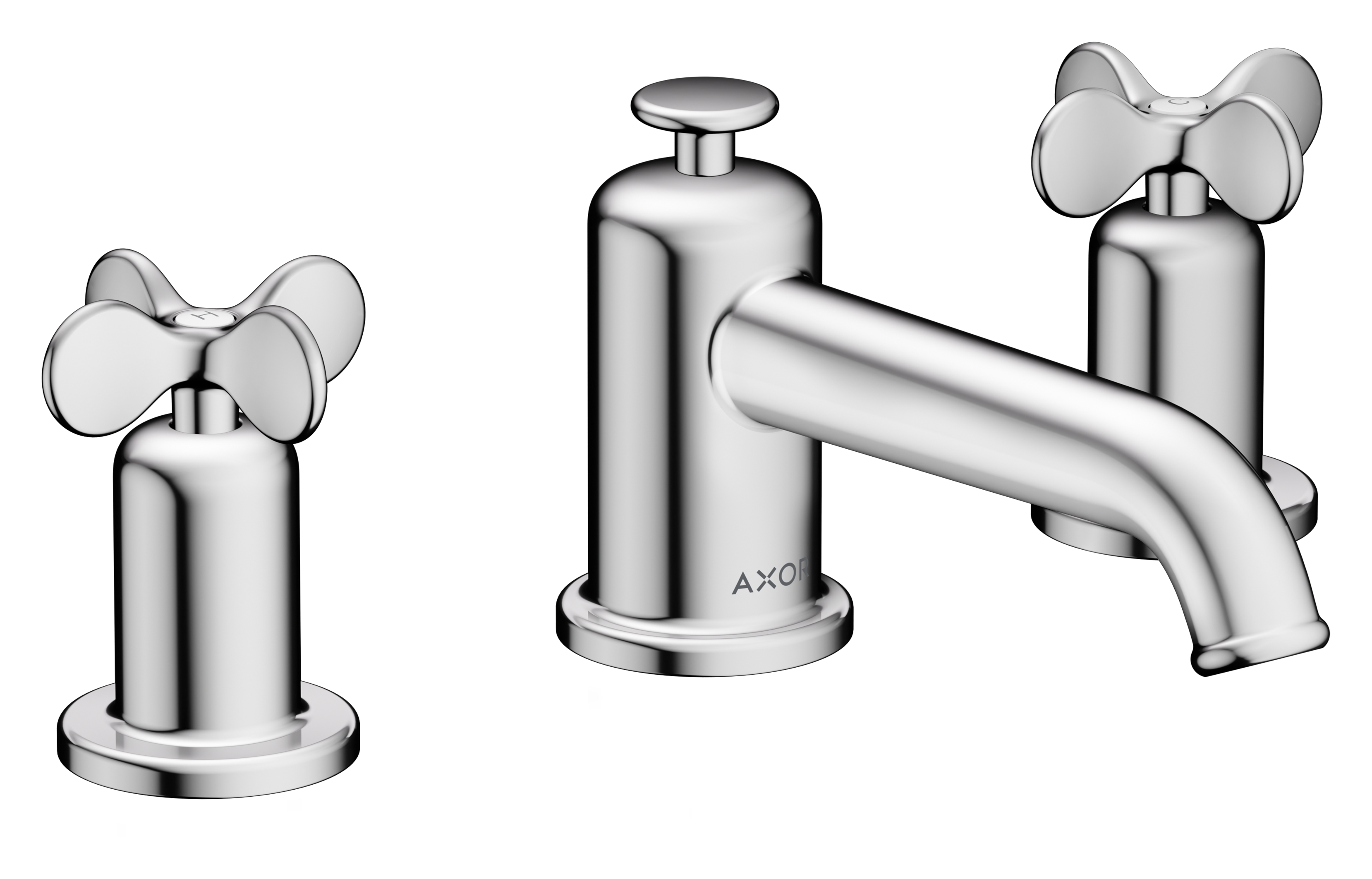 Mezclador de lavabo de 3 agujeros 30 con manecilla de cruceta y vaciador automático