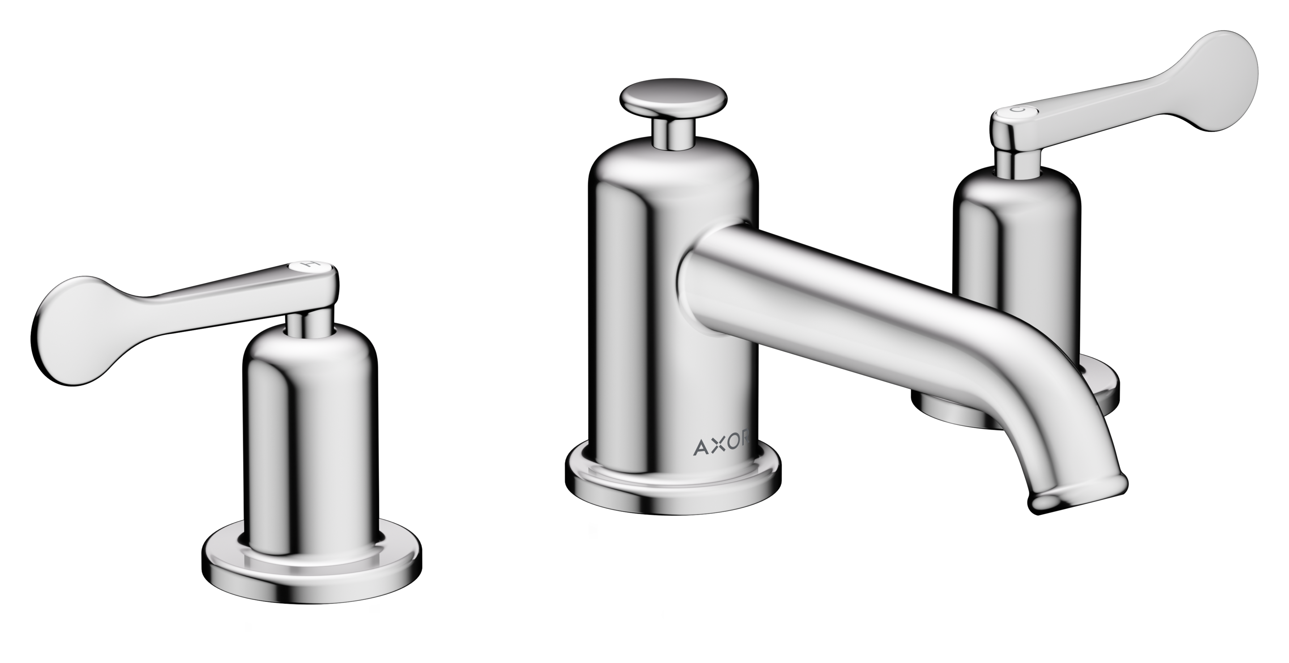 3-hole basin mixer 30 with lever handles and pop-up waste set