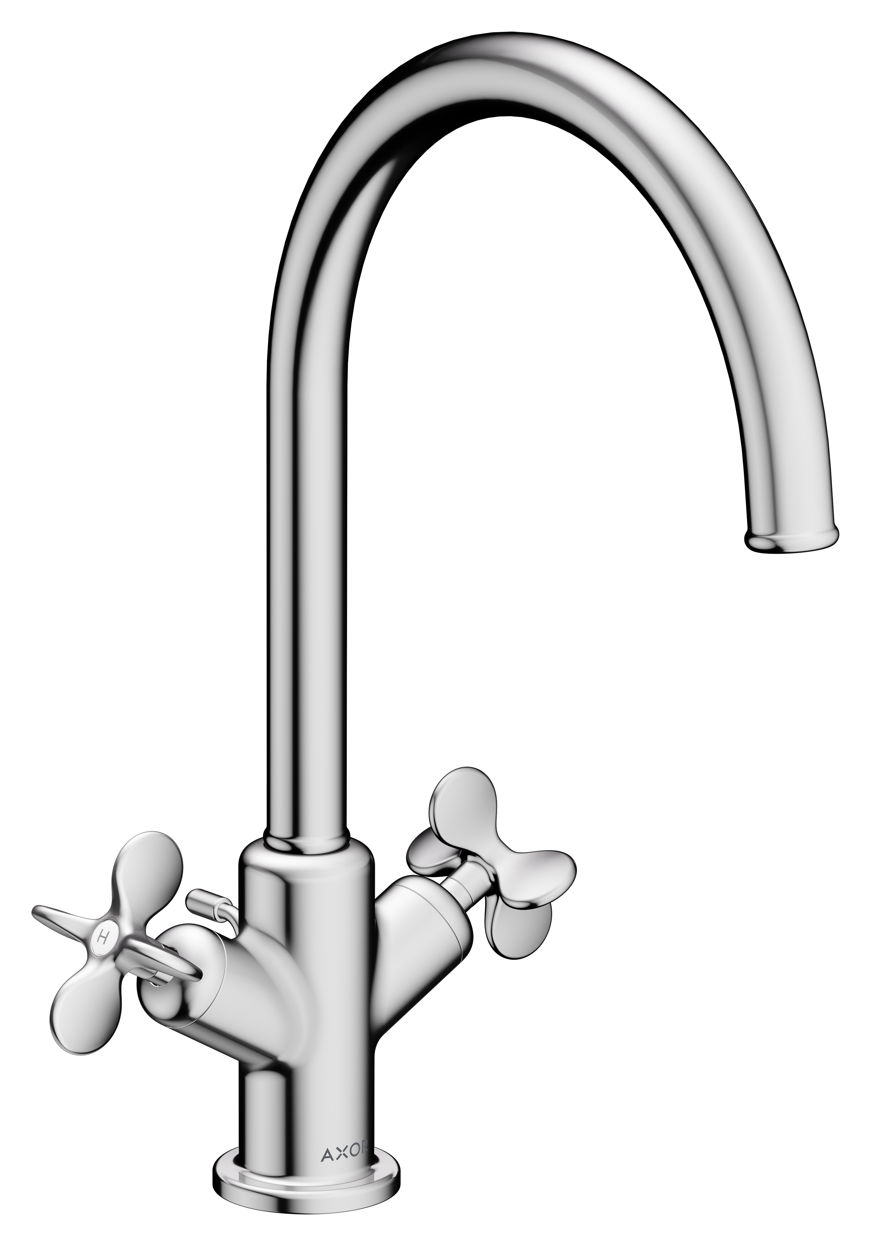 Mezclador bimando de lavabo 210 con manecilla de cruceta  y vaciador automático