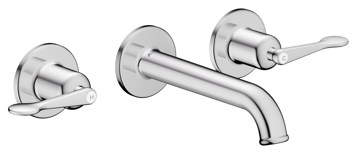 3-hole basin mixer for concealed installation wall-mounted with spout  160 mm and lever handles