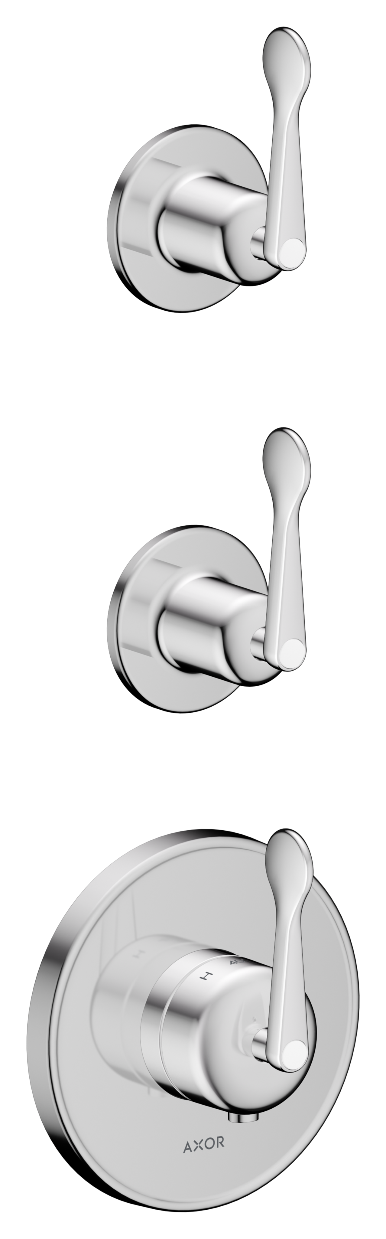 Thermostatic module for concealed installation for 2 functions with lever handles