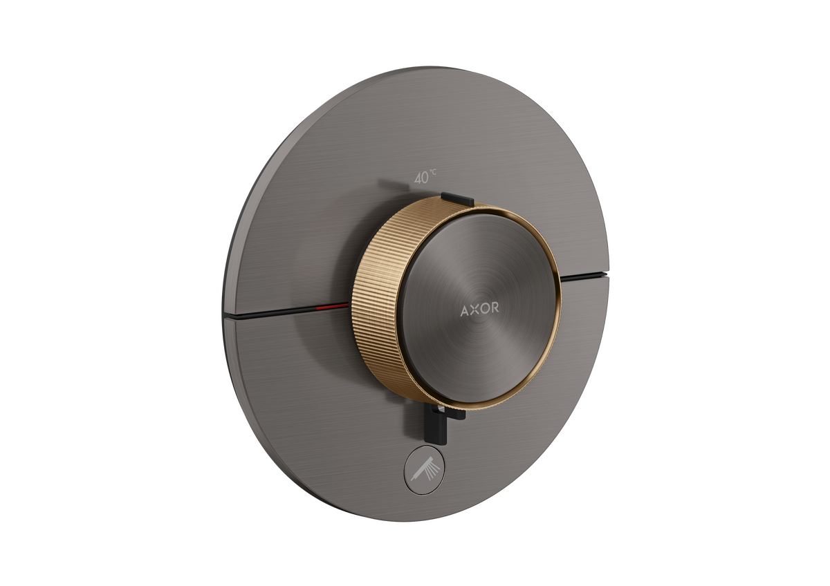 Thermostat HighFlow for concealed installation round for 1 function and additional outlet (highlight: rim)