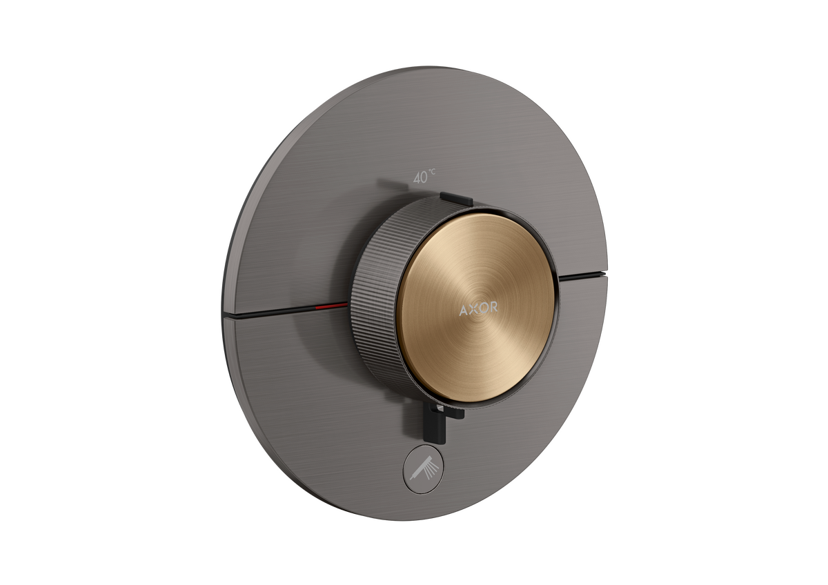 Thermostat HighFlow for concealed installation round for 1 function and additional outlet (highlight: inlay)