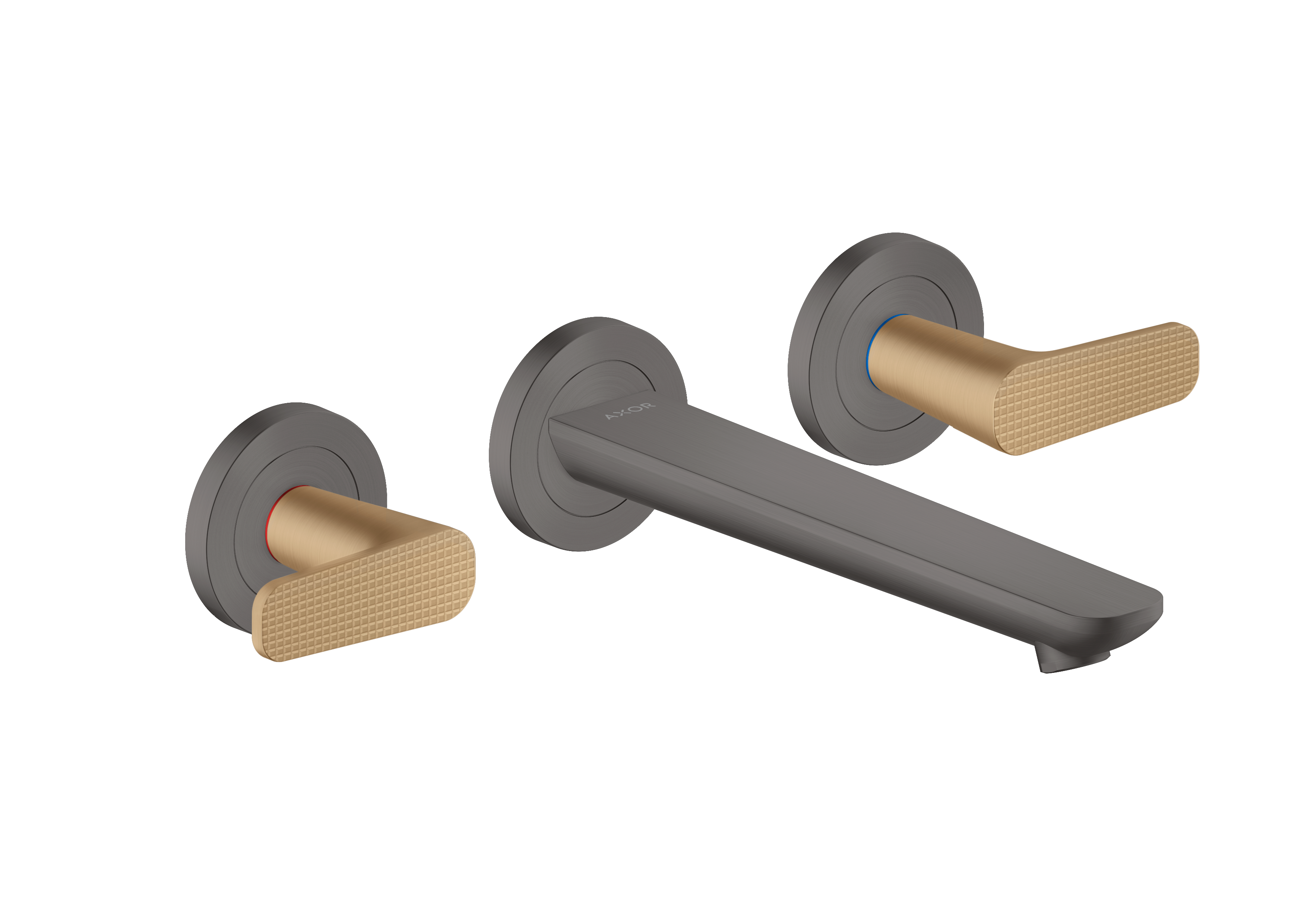 3-hole basin mixer for concealed installation wall-mounted with spout 195 mm - cubic cut (highlight: handle)