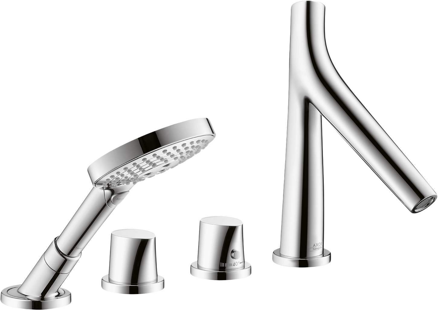 4-Hole Thermostatic Roman Tub Set Trim with 1.75 GPM Handshower