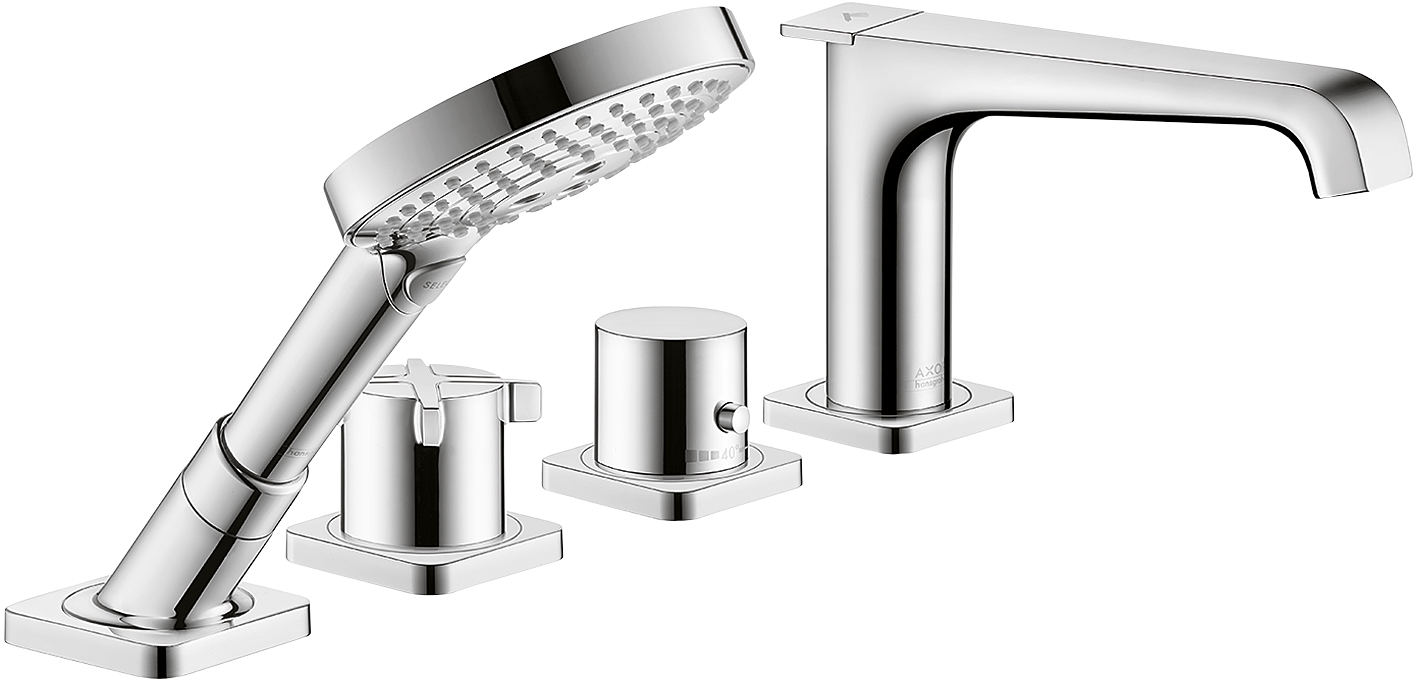 4-Hole Thermostatic Roman Tub Set Trim with 1.75 GPM Handshower