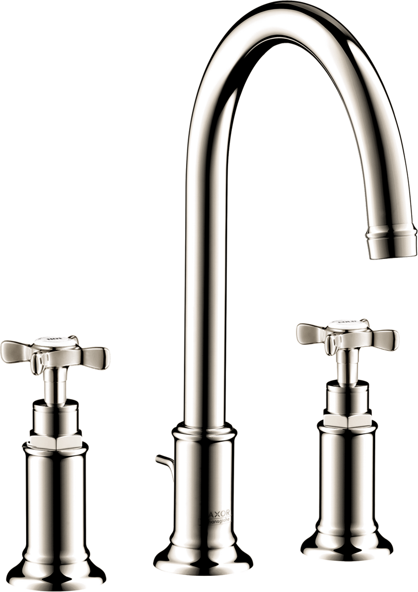 Widespread Faucet 180 with Cross Handles and Pop-Up Drain