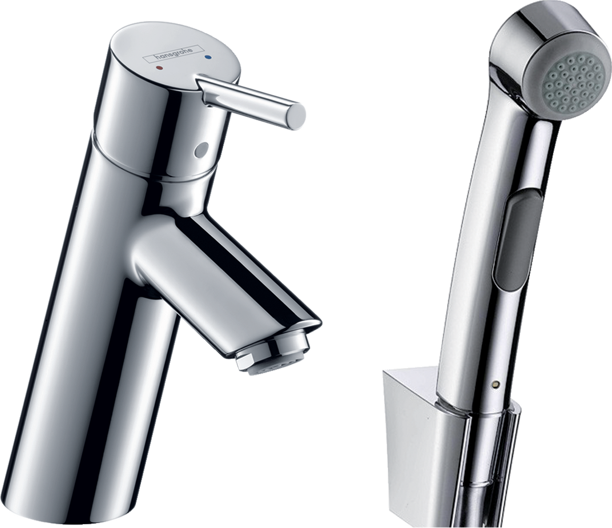 Einhebel-Waschtischmischer mit Bidette Handbrause und Brauseschlauch 160 cm