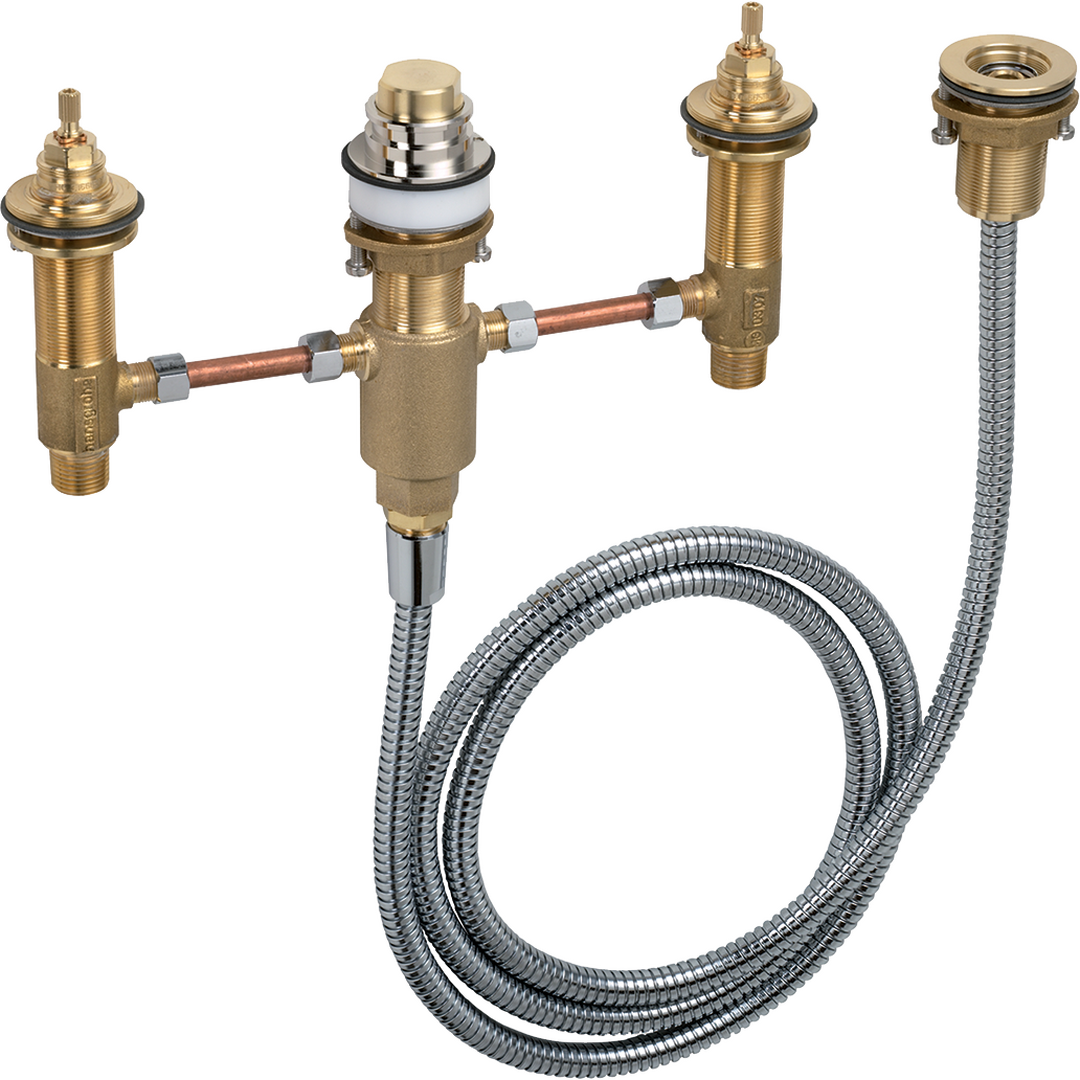 Basic set for 4-hole rim mounted bath mixer