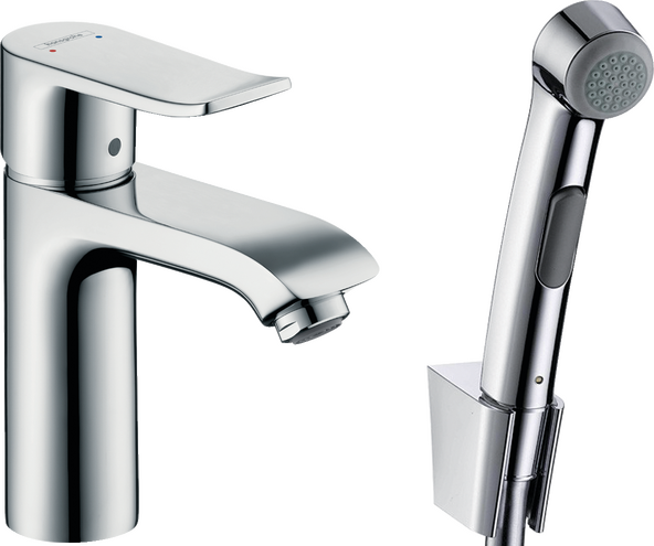 Single lever basin mixer with bidette hand shower and shower hose 160 cm