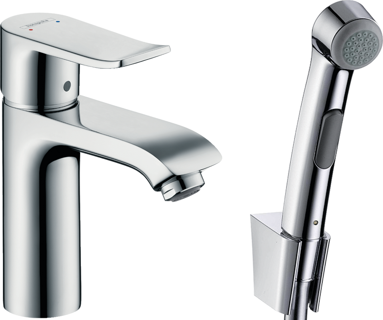 Single lever basin mixer with bidet spray and shower hose 160 cm