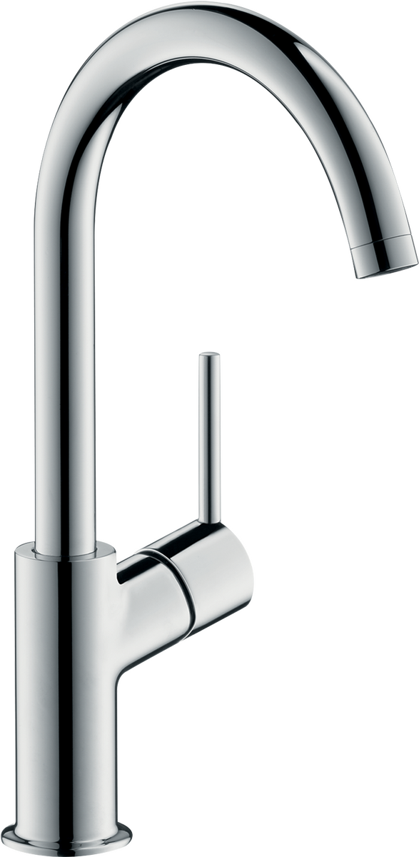 Single lever basin mixer 210 with swivel spout and push-open waste set