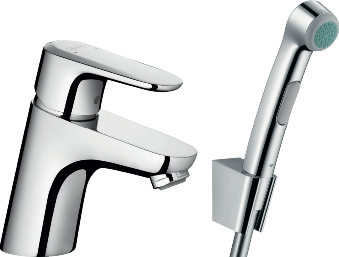 Single lever basin mixer with bidette hand shower and shower hose 160 cm