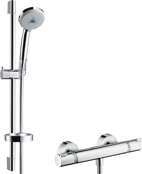 Shower system for exposed installation Multi with Ecostat Comfort thermostat and shower bar 65 cm