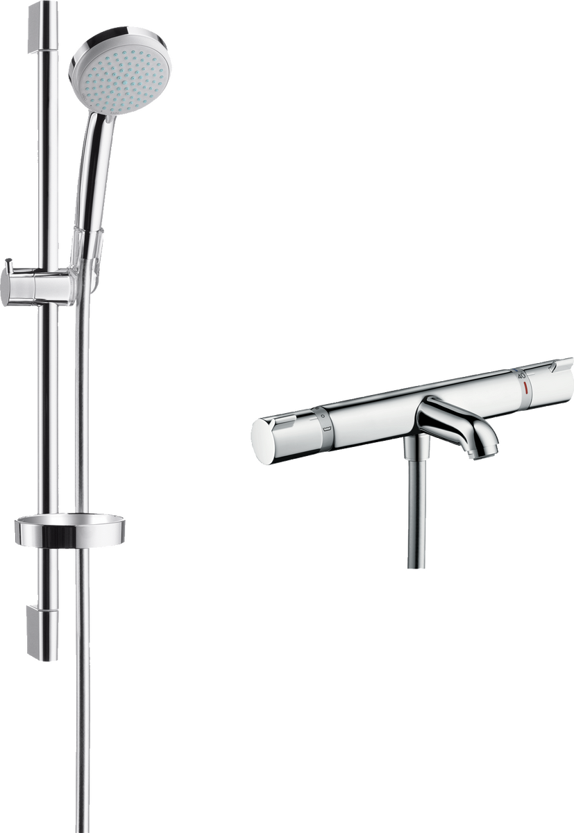 Shower system for exposed installation Vario EcoSmart with Ecostat Comfort bath thermostat and shower bar 65 cm Nordic-DZR