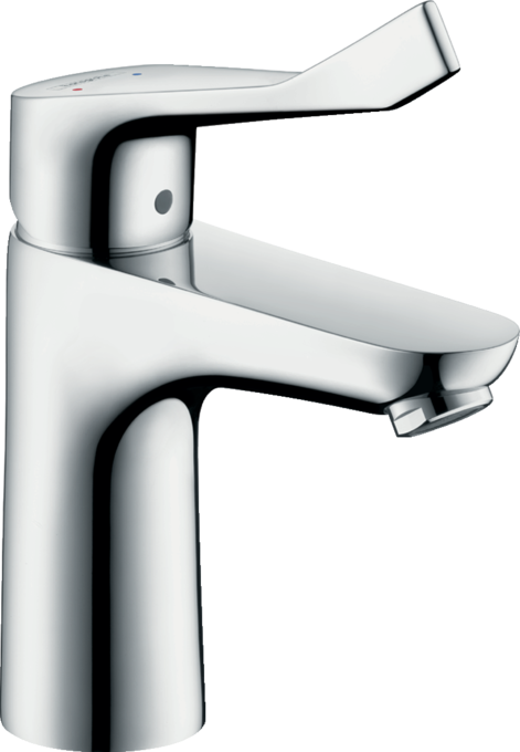 Single lever basin mixer 100 with extra long handle and pop-up waste