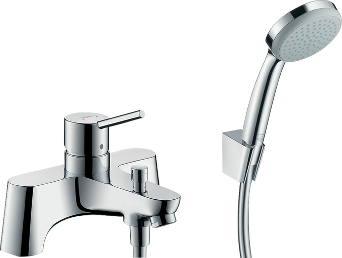 2-Loch Wannenrandmischer mit Umstellventil und Croma 100 Handbrause 1jet