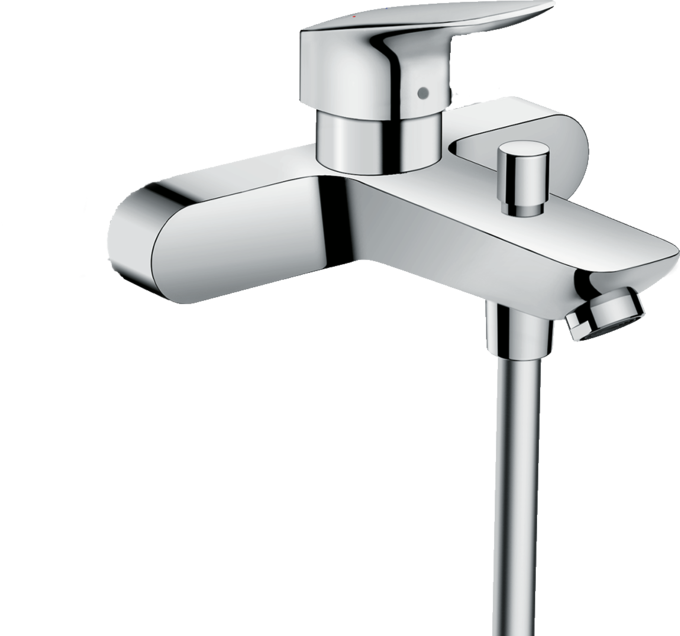 Single lever bath mixer for exposed installation with centre distance 15.3 cm