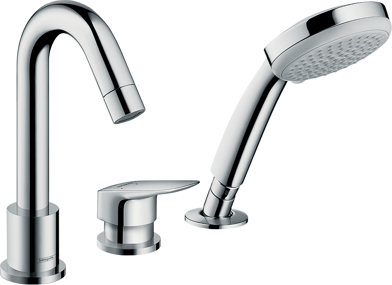 3-hole rim-mounted single lever bath mixer