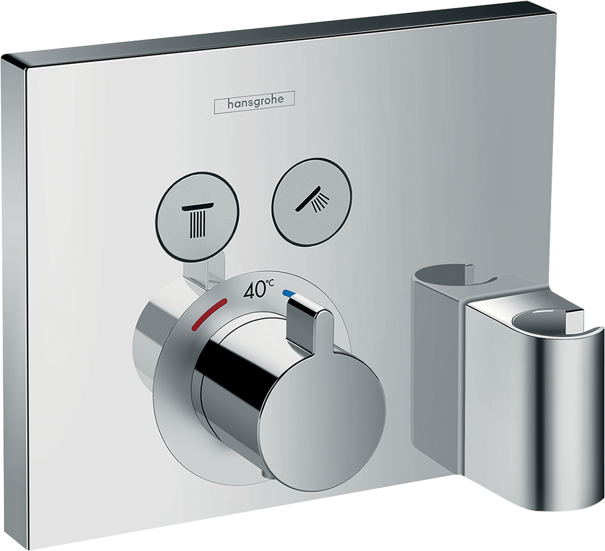 Thermostat for concealed installation for 2 functions with hose connection and shower holder