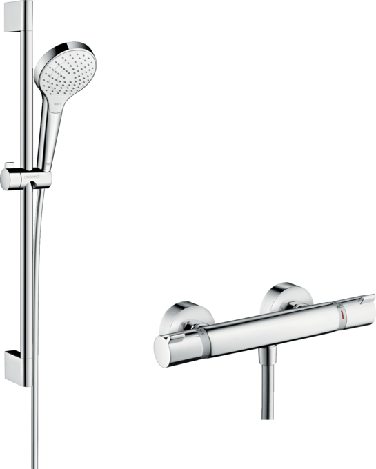 Système de douche apparent Vario avec thermostatique Ecostat Comfort et barre de douche 65 cm