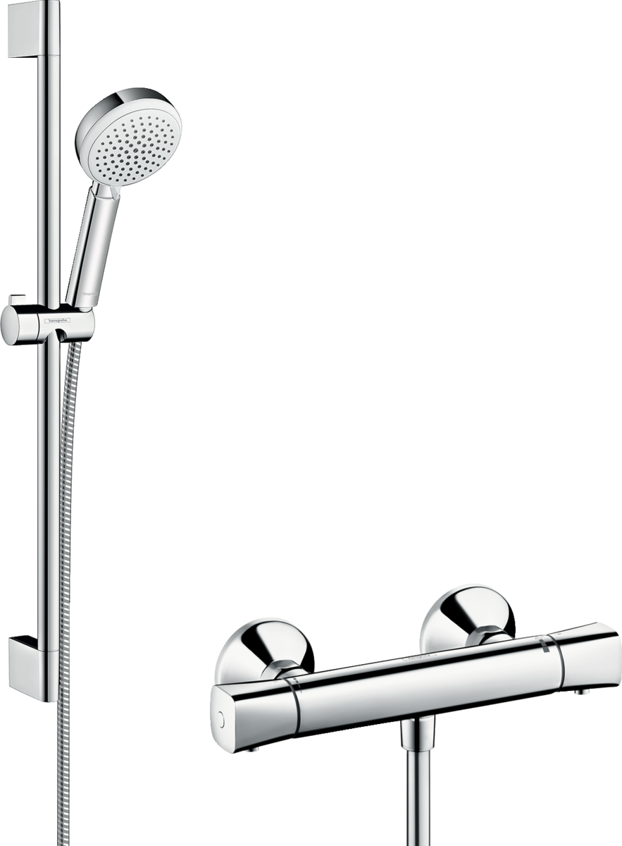 Shower system for exposed installation Vario with Ecostat universal thermostat and shower bar 65 cm