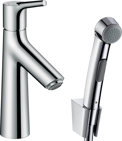 1-grepps tvättställsblandare med bidettehanddusch och 160 cm duschslang