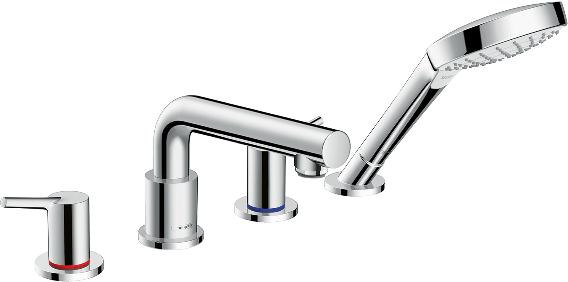 4-hole rim-mounted bath mixer