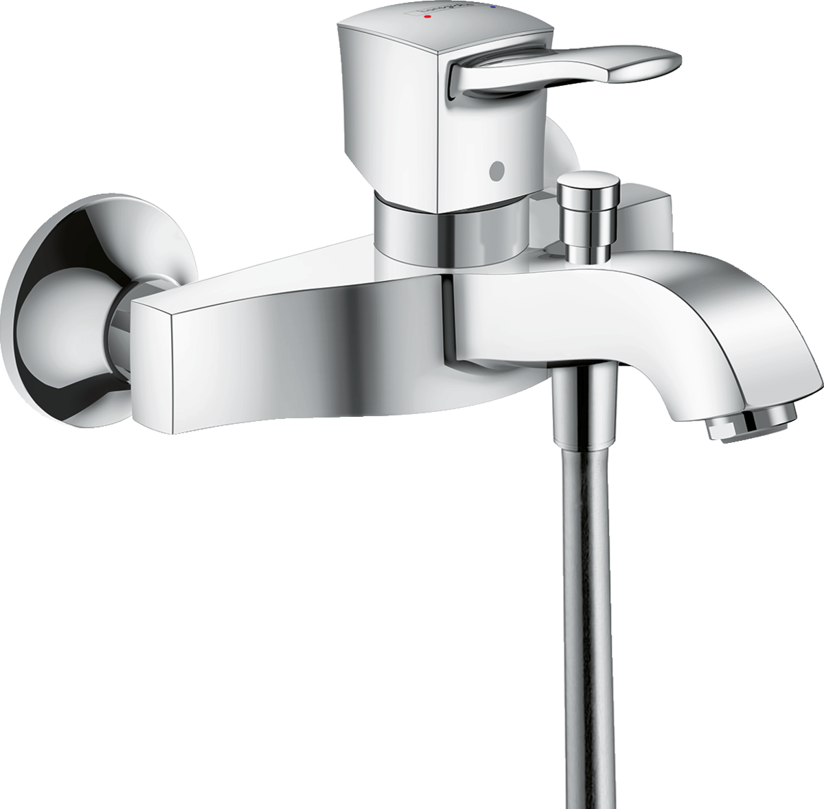 Single lever bath mixer for exposed installation with lever handle