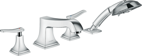 4-hole rim mounted bath mixer with lever handles