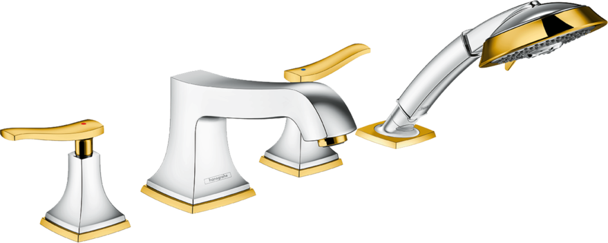 4-hole rim mounted bath mixer with lever handles