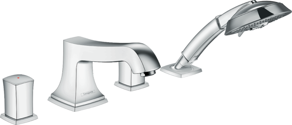 4-hole rim mounted bath mixer with zero handles