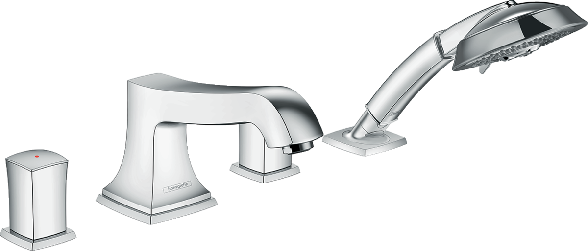 4-hole rim mounted bath mixer with zero handles