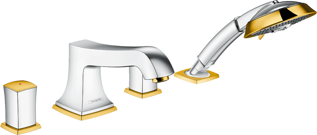 4-hole rim mounted bath mixer with zero handles