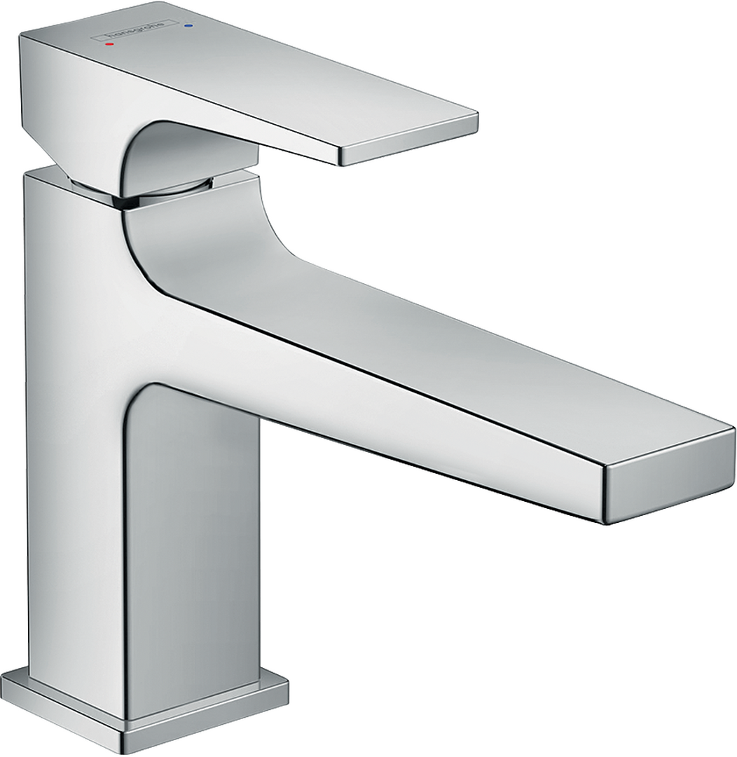 Single lever basin mixer 100 with lever handle and push-open waste set 2 ticks