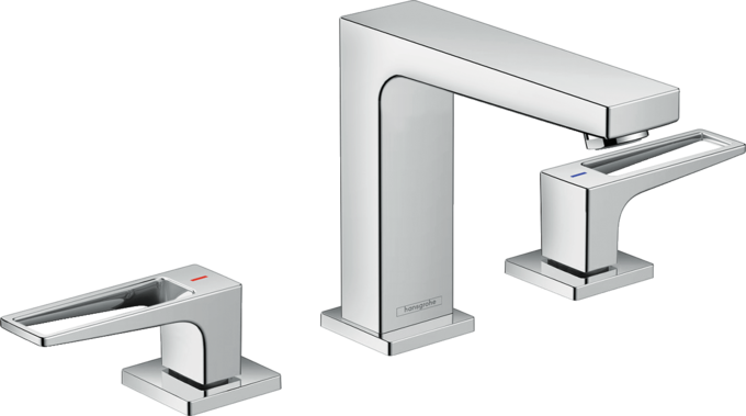 3-hole basin mixer 110 with loop handles and push-open waste