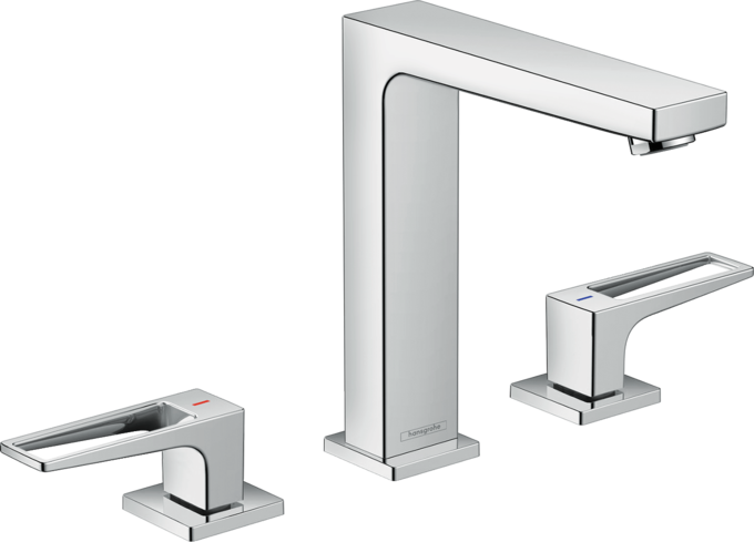 3-hole basin mixer 160 with loop handles and push-open waste