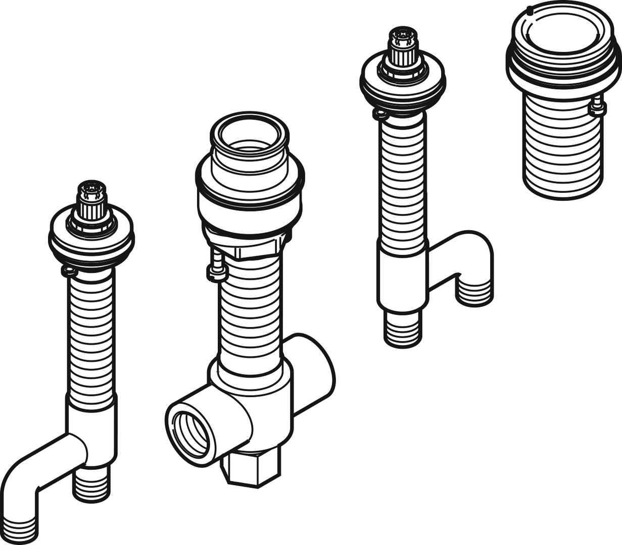 Installation aid 4-hole rim mounted bath tub mixer