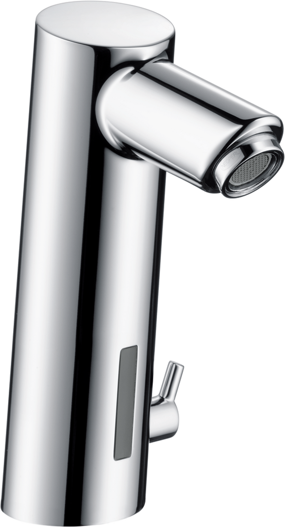 Electronic basin mixer with temperature control battery operation