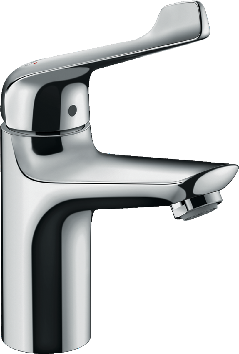 Single lever basin mixer 100 with extra long handle and pop-up waste set
