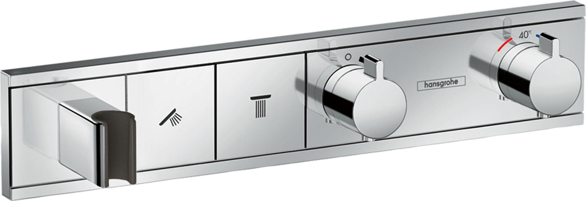 Termostat pod omítku pro 2 spotřebiče se zabudovaným sprchovým držákem