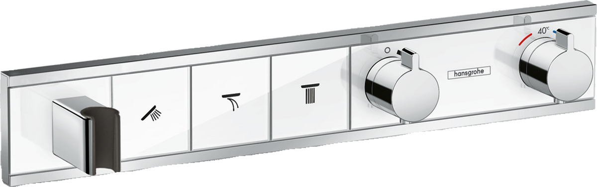 Thermostat for concealed installation for 3 functions with integrated shower holder